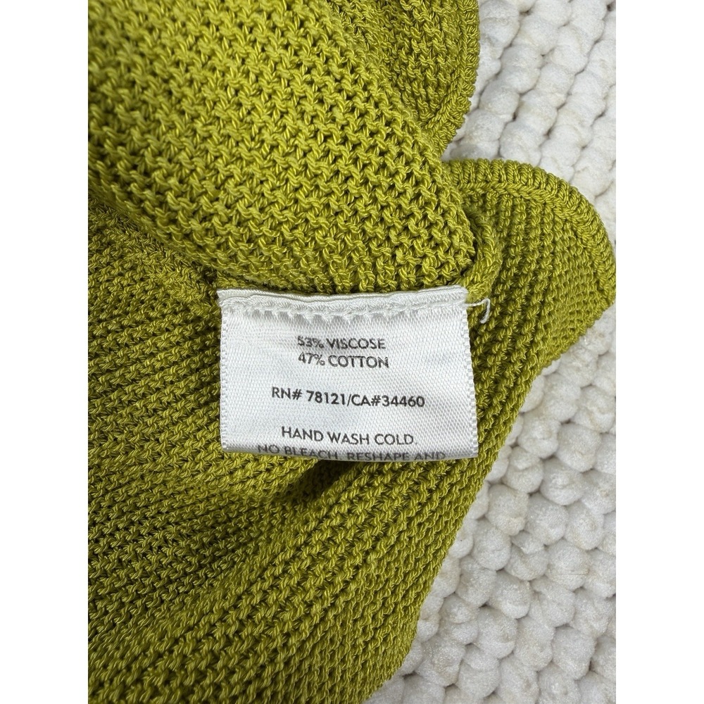 Eileen Fisher Chartreuse Boatneck 3/4 Sleeve Sweater Italian Yarn Cotton Blend L - Picture 3 of 7